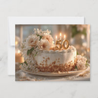 Elegant 50th Birthday Cake with Golden Topper