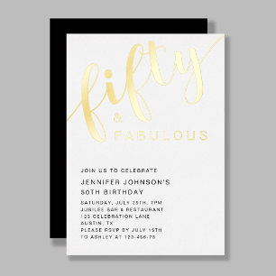 Elegant 50th Birthday Fifty And Fabulous Black