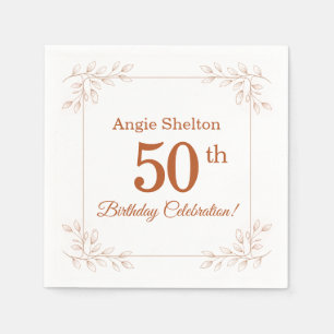 Elegant 50th Birthday Floral Botanical Napkin