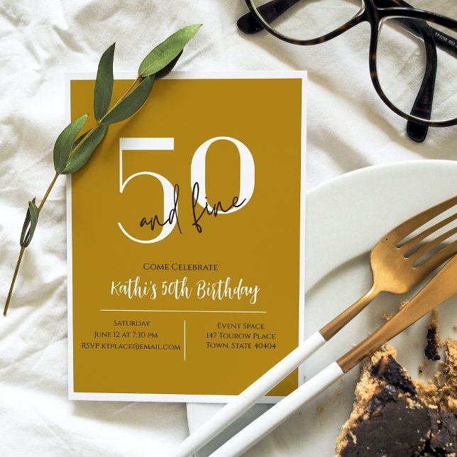 Elegant 50th Birthday Gold Birthday Invitation (Creator Uploaded)