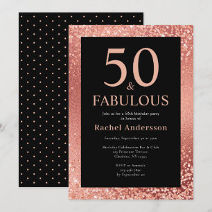 Elegant 50th Birthday Metalic Rose Gold Party Invitation