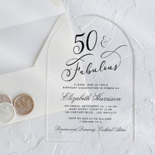 Elegant 50th Birthday Party Acrylic Invitations