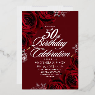  Elegant 50th Birthday Party Burgundy & Silver