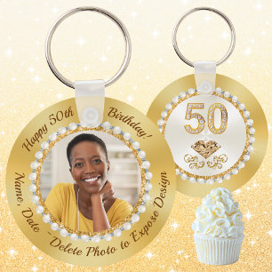 Elegant, 50th Birthday Party Favors for a Woman Key Ring