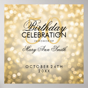 Elegant 50th Birthday Party Glitter Lights Gold Poster