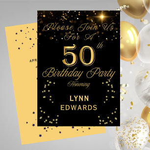 Elegant 50th Birthday Party Invitation Gold