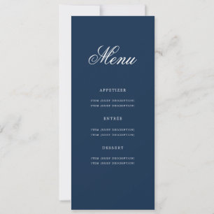 Elegant 50th Birthday Party Menu Gold Navy Blue Invitation