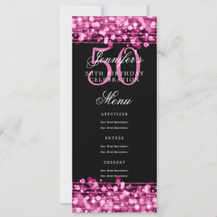 Elegant 50th Birthday Party Menu Hot Pink Lights Invitation
