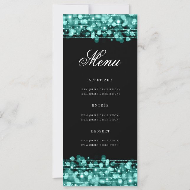 Elegant 50th Birthday Party Menu Turquoise  Invitation (Back)