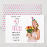 Elegant 50th Birthday Party Pink Dots  Black Theme
