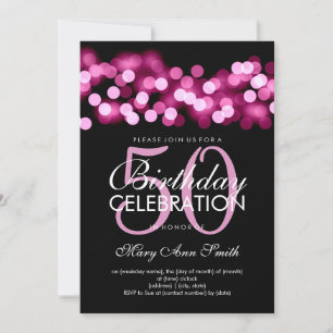 Elegant 50th Birthday Party Pink Hollywood Glam Invitation