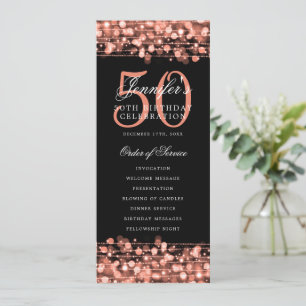 Elegant 50th Birthday Party Program Rose Gold Menu Invitation