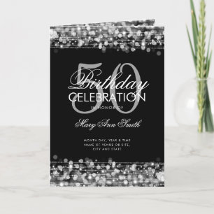 Elegant 50th Birthday Party Program Silver w/ Menu