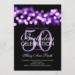 Elegant 50th Birthday Party Purple Hollywood Glam Invitation