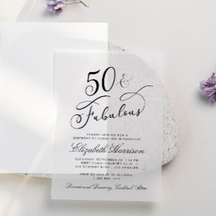 Elegant 50th Birthday Party Vellum Invitations