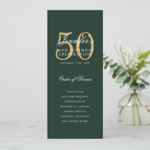 Elegant 50th Birthday Program Gold Green Invitation