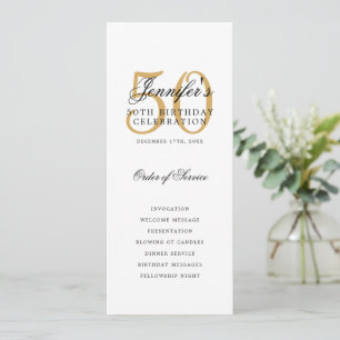 Elegant 50th Birthday Program Gold Thank You Invitation