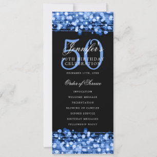 Elegant 50th Birthday Program Navy Lights Invitation