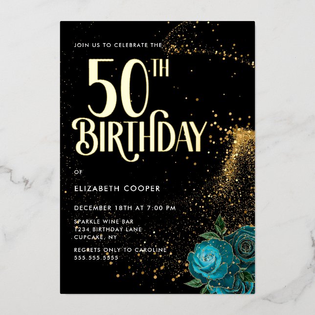 Elegant 50th Birthday Real (Front)