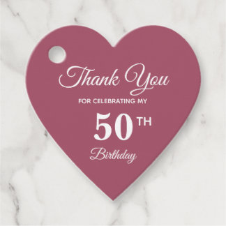 Elegant 50th Birthday Thank You Rose Gold Favour Tags