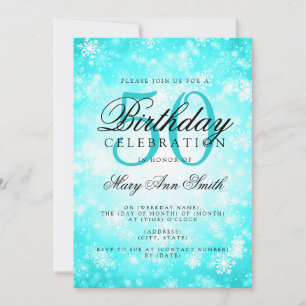 Elegant 50th Birthday Turquoise Winter Wonderland Invitation