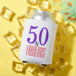 Elegant 50th Fabulous Birthday Gift Can Cooler<br><div class="desc">Celebrate turning 50 in style with this elegant 50th birthday design. 50 and fabulous with purple,  red,  and black colour of text with full customisation We're happy to help you make your 50th birthday party a fabulous event.</div>