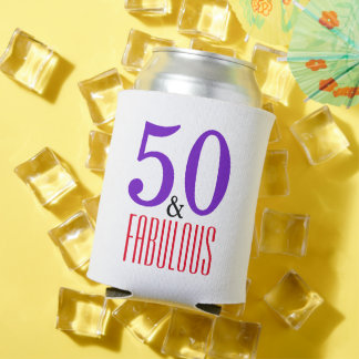 Elegant 50th Fabulous Birthday Gift Can Cooler
