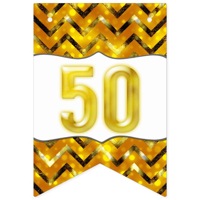 Elegant 50th gold sparkling black chevron garland (Second Flag)