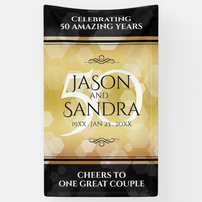 Elegant 50th Golden Wedding Anniversary Banner (Vertical)