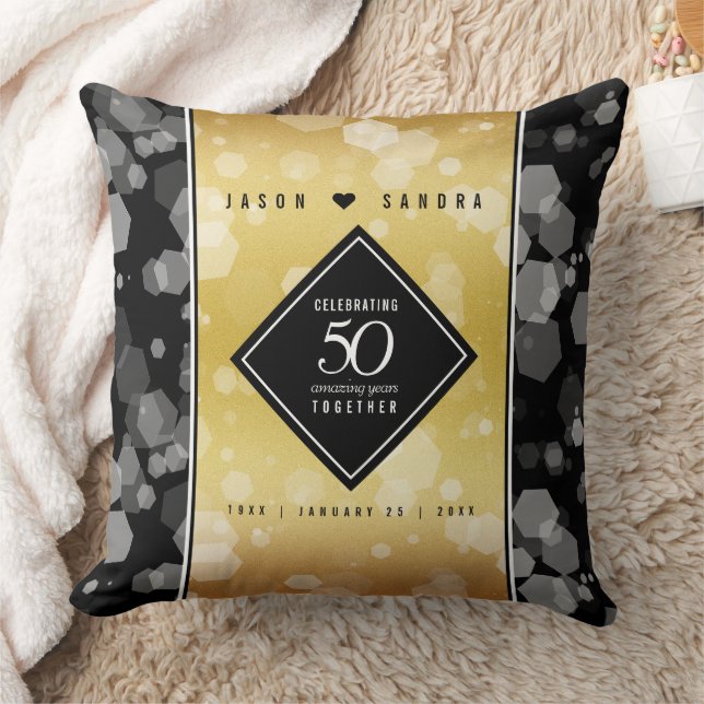 Elegant 50th Golden Wedding Anniversary Cushion (Blanket)