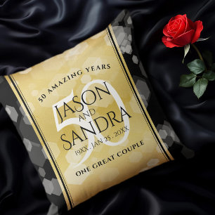 Elegant 50th Golden Wedding Anniversary Cushion