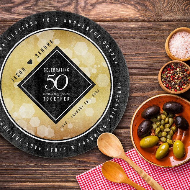 Elegant 50th Golden Wedding Anniversary Cutting Board (Creator Uploaded)