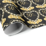 Elegant 50th Golden Wedding Anniversary Hearts Wrapping Paper<br><div class="desc">Elegant 50th Golden Wedding Anniversary Gift Wrap. Made with high resolution vector and/or digital graphics for a professional print. NOTE: (THIS IS A PRINT. All zazzle product designs are "prints" unless otherwise stated under "About This Product" area) The design will be printed EXACTLY like you see it on the screen...</div>
