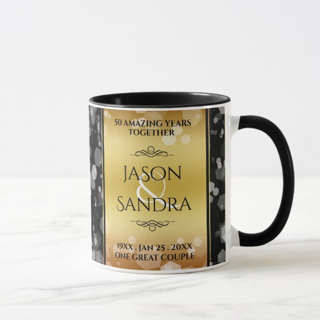 Elegant 50th Golden Wedding Anniversary Magic Mug (Right)