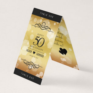 Elegant 50th Golden Wedding Anniversary Table Card