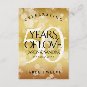 Elegant 50th Golden Wedding Anniversary Table Card