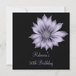 Elegant 50th Lilac Flower Birthday Party Invitation