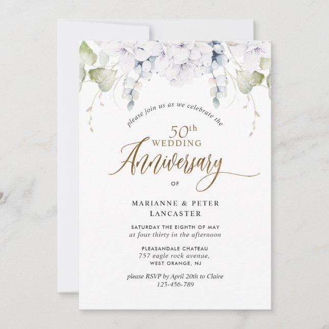 Elegant 50th (or other) Wedding Anniversary  Invitation (Front)