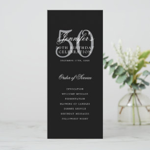 Elegant 50th Program Silver Black Menu+Thank You Invitation