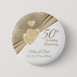 Elegant 50th Wedding Anniversary 6 Cm Round Badge