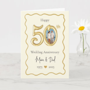 Elegant 50th Wedding Anniversary Card - Mum & Dad 