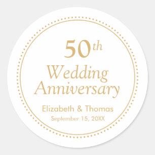 Elegant 50th Wedding Anniversary Classic Round Sticker