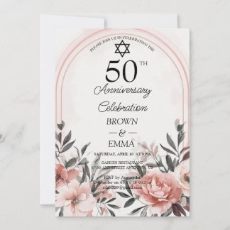 Elegant 50th Wedding Anniversary Floral Celebratio Invitation