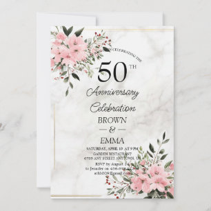 Elegant 50th Wedding Anniversary Floral Celebratio Invitation