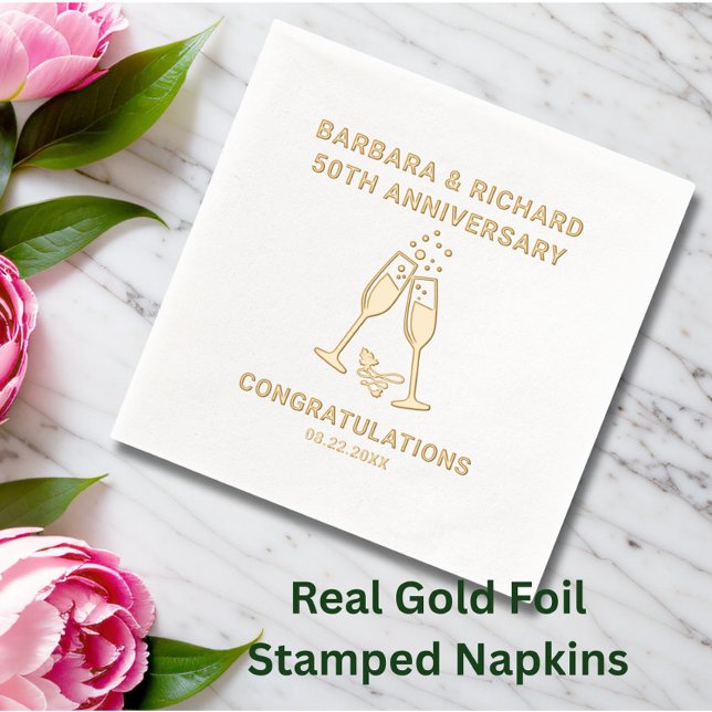 Elegant 50th Wedding Anniversary Foil Napkins (Creator Uploaded)