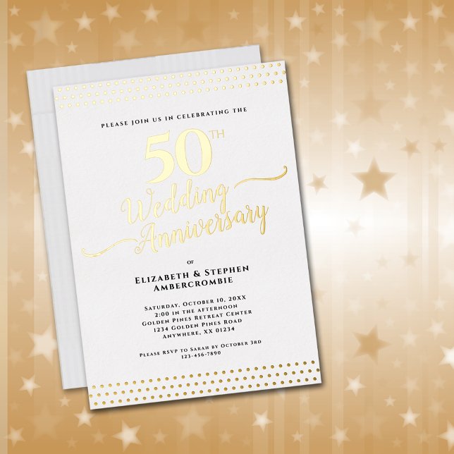 Elegant 50th Wedding Anniversary Gold (Elegant 50th Wedding Anniversary Invitationn)