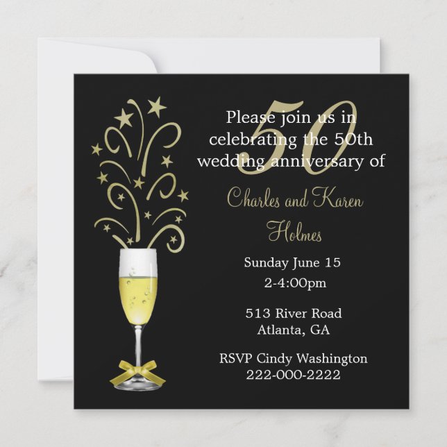 Elegant 50th Wedding Anniversary Invitation (Front)