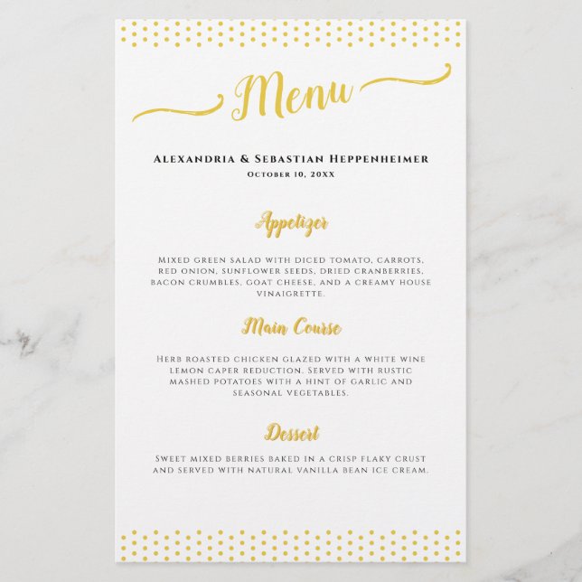 Elegant 50th Wedding Anniversary Menu (Front)