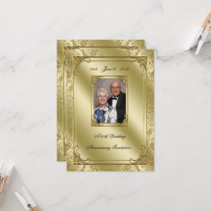 Elegant 50th Wedding Anniversary Photo Invite
