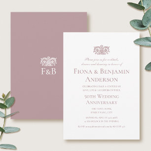 Elegant 50th Wedding Anniversary Pink Formal Invitation